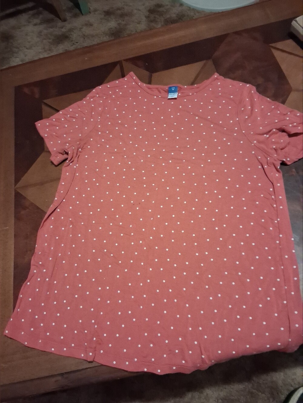 Old Navy Rust Coral Polka Dot Short Sleeve Tee
